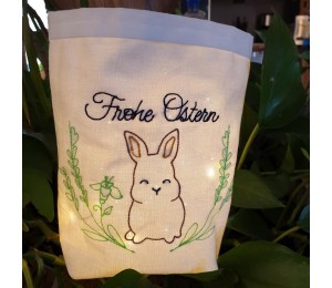 Stickdatei - Frohe Ostern Hase im Kranz inkl. Einzeldateien